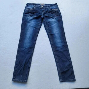 Apollo Jeans Embroidered Rhinestones Stretch Dark Wash Straight Women’s w 32